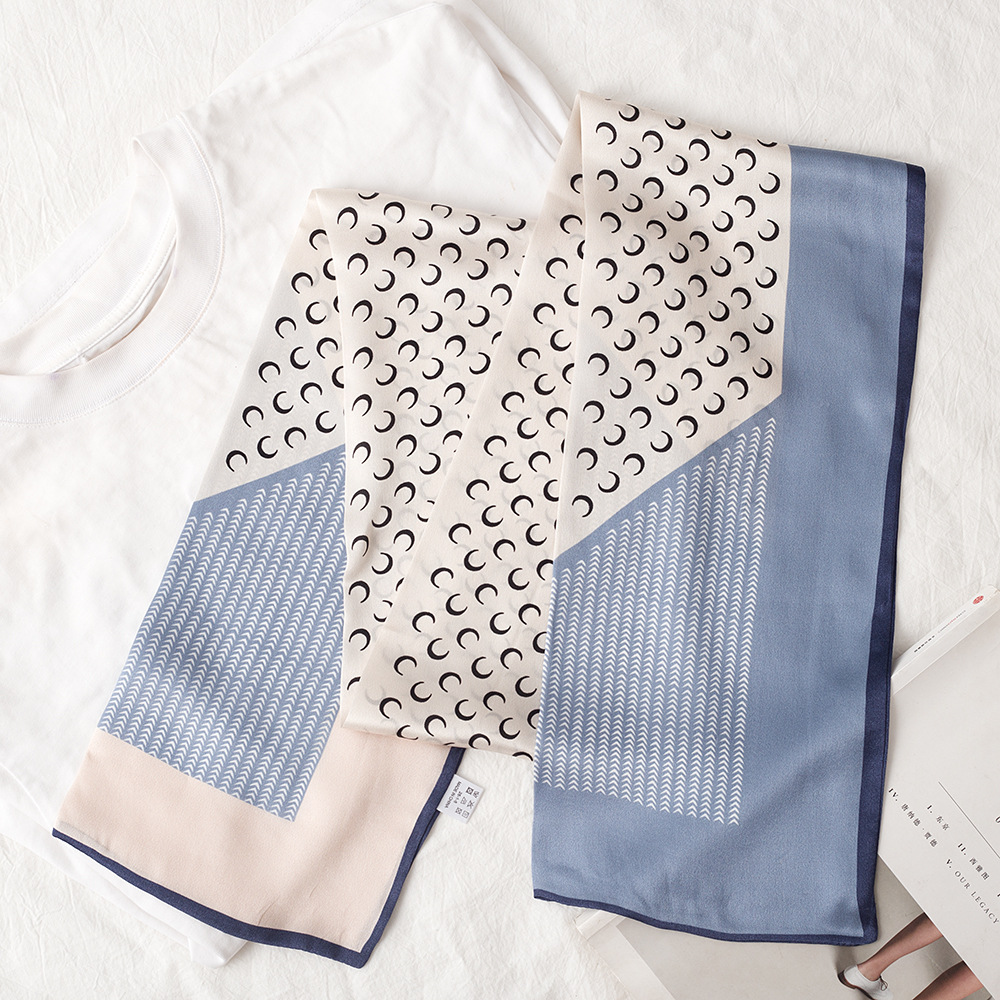 Silk summer long double-sided scarf