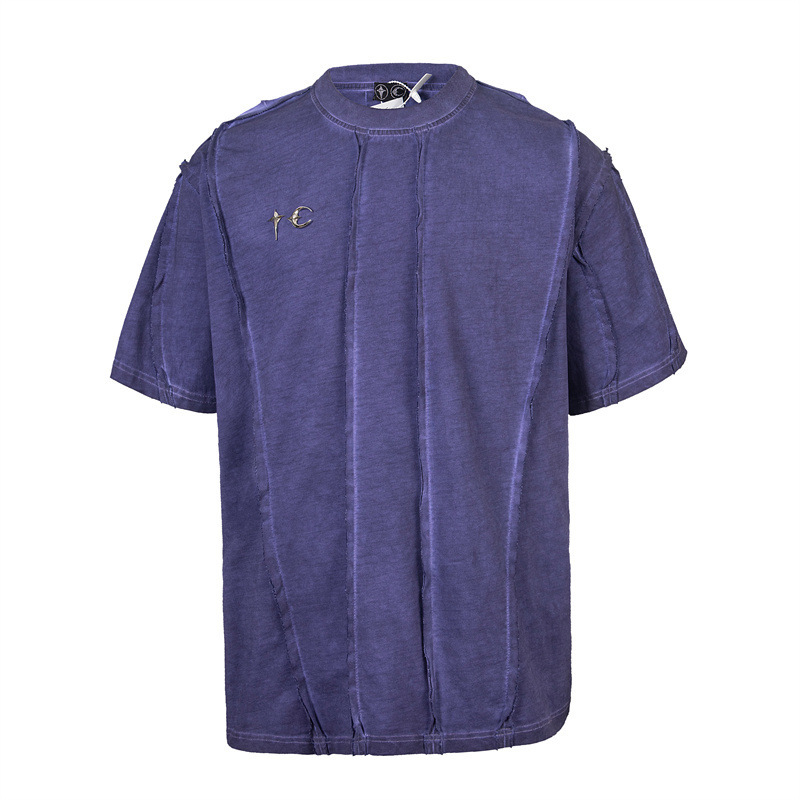 No Sleep Tide THUG CLUB Mob Club Metal Button Stitching Washed Old Loose Men's and Women's T-Shirts Tide