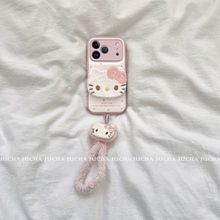 适用苹果17手机壳毛绒轻奢iphone16pro新款15女款14凯蒂波点英文