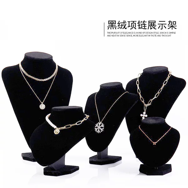 Necklace Display Rack Black Velvet Figure Neck Jewelry Rack Jewelry Storage Household Jewelry Stall Shop Model Shelf