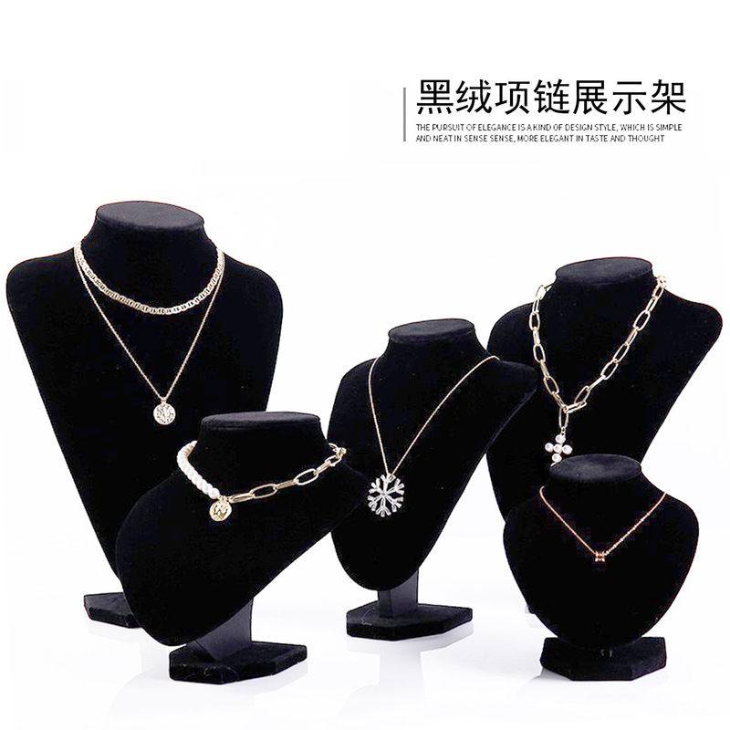 Necklace Display Rack Black Velvet Figure Neck Jewelry Rack Jewelry Storage Household Jewelry Stall Shop Model Shelf