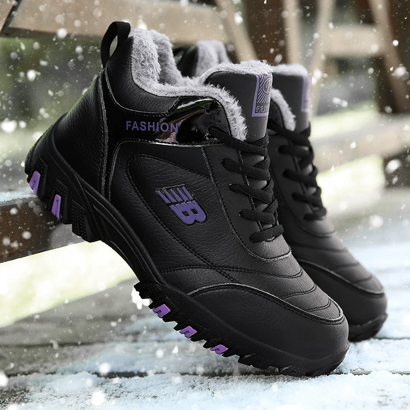 Зимняя Женская хлопковая обувь на флисовой подкладке, утолщенные теплые кроссовки для среднего и пожилого возраста, нескользящая прогулочная обувь для мам, повседневная обувь