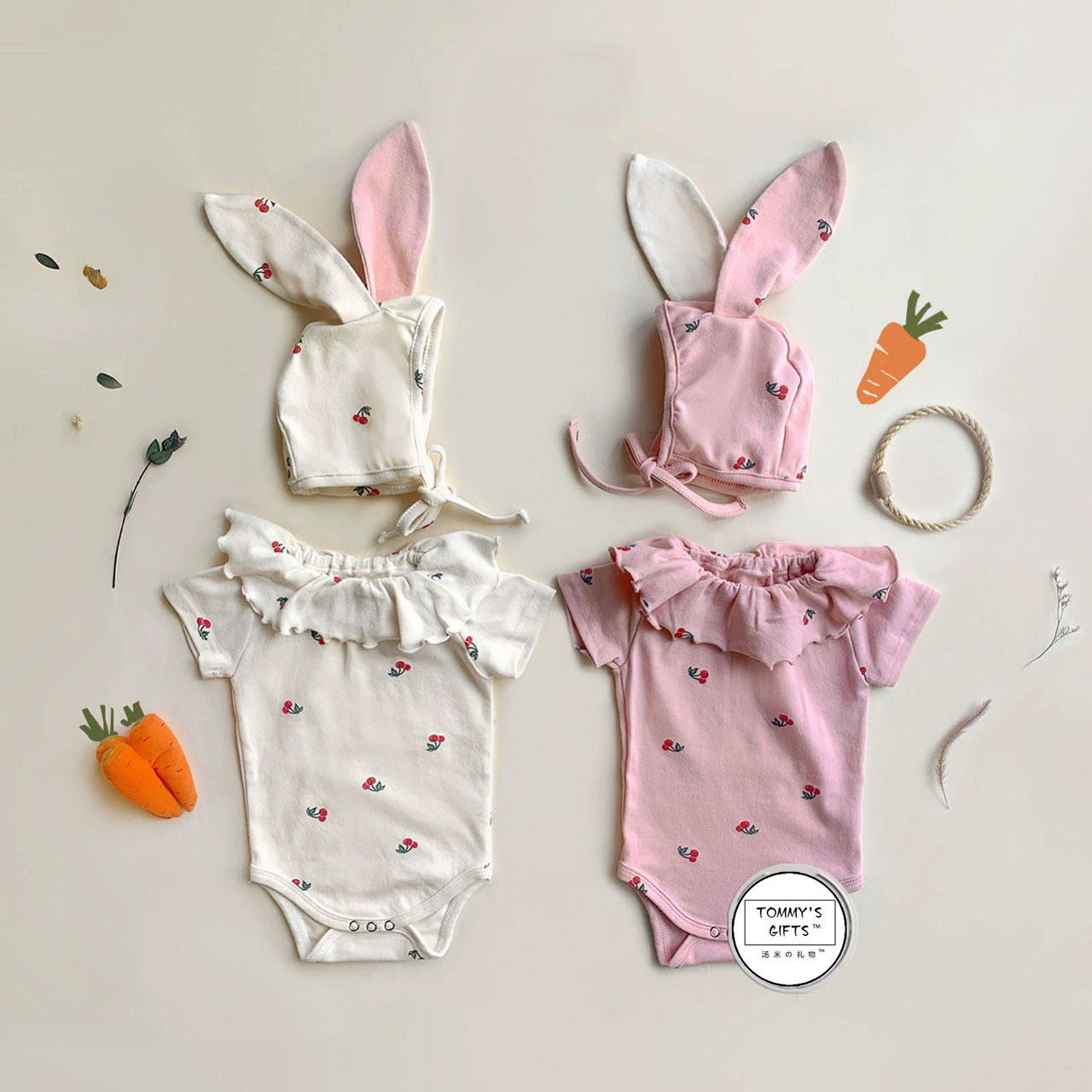 Ins Новый детский цельный костюм в форме кролика, новый летний детский костюм для скалолазания, шапки с принтом вишни