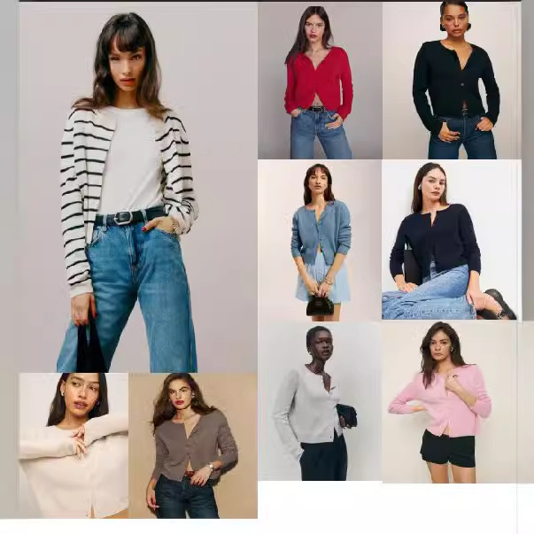 Amazon New Long Sleeve Knitted Women's Cardigan Top Button Knitted Shirt in stock