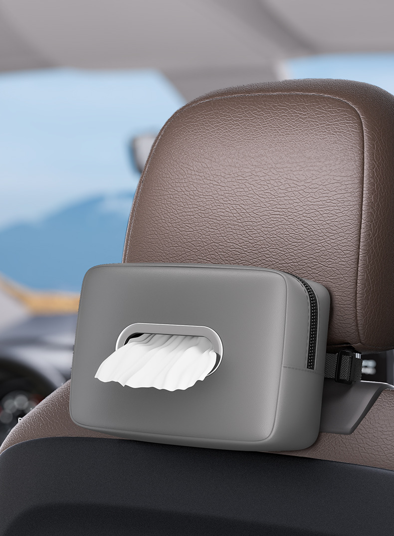 Car Tissue Box Multifunctional Seat Back Hanging Car Tissue Box Armrest Box Nappa Leather Car Tissue Box
