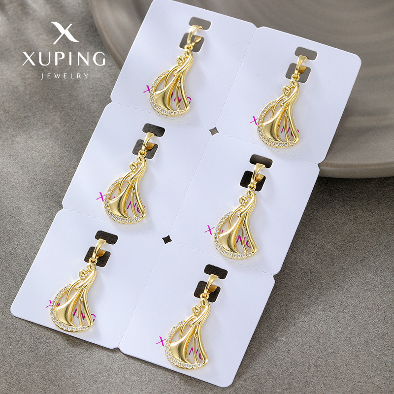 Collar con Colgante de Aleación Xuping, Chapado en Oro de 14k, Forma de Gota de Agua, Gema Artificial, Versátil, para Mujer, Venta al Por Mayor