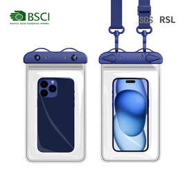 大号四边双层手机防水袋可触屏游泳斜挎pvc手机袋8级防水手机套