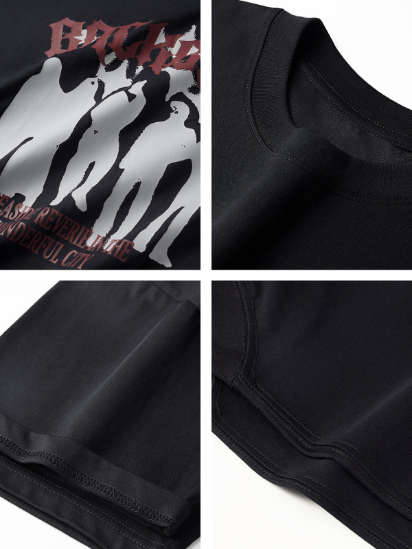 メンズヘビーウェイト新疆綿アメリカンストリートレトロ個性半袖Tシャツ夏ルーズで多用途な女性用トップス|undefined