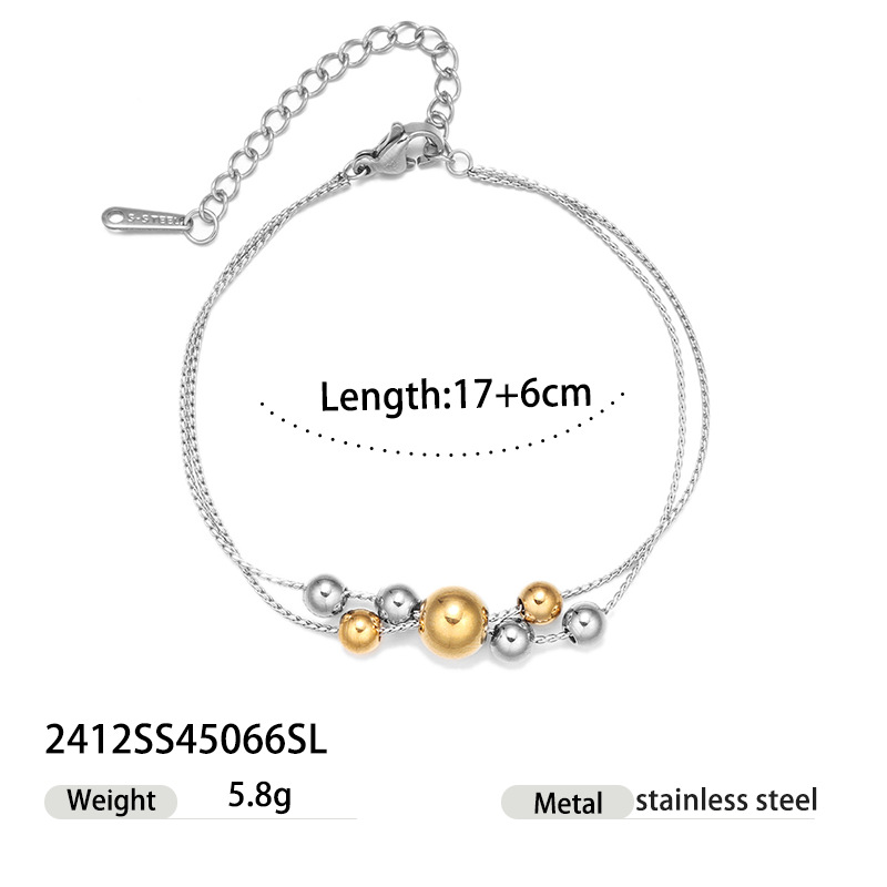 Taena collar de acero inoxidable europeo y americano, lujo ligero, cadena de alta calidad, cuentas redondas para mujer, cadena de clavícula de acero de titanio, joyería de explosión transfronteriza