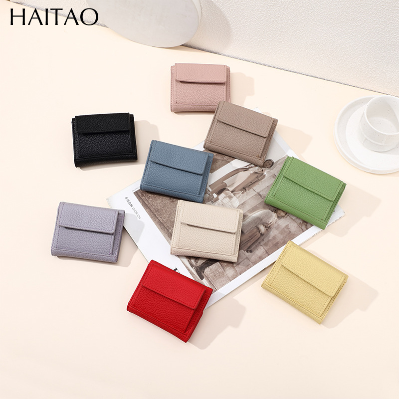Nueva moda corta billetera de mujer estilo japonés tres plegables mini multi-tarjeta bolsa de tarjetas de tendencia gran capacidad
