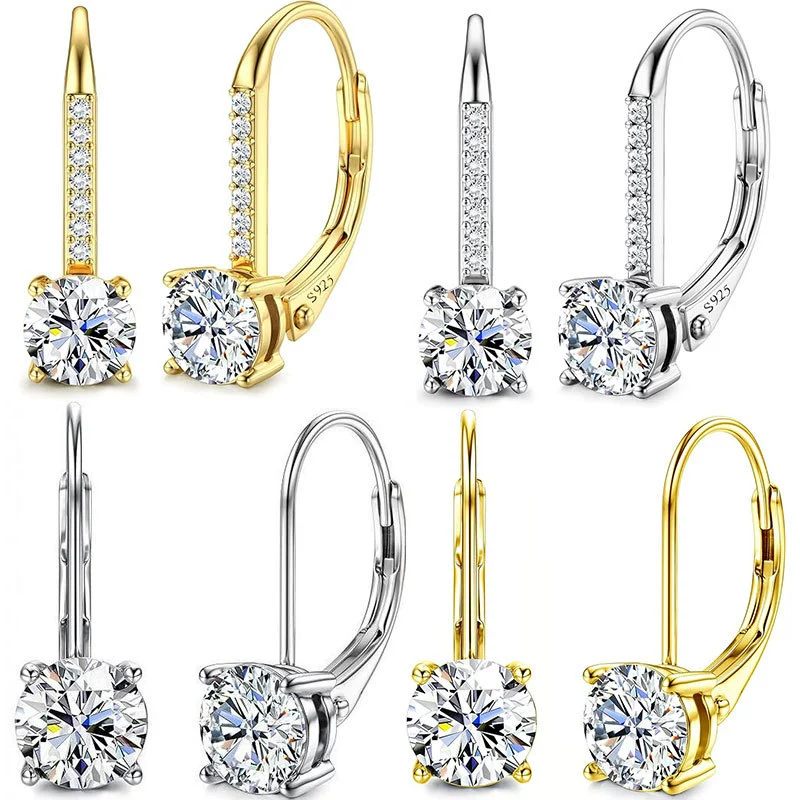 Трансграничные горячие продажи 1 карата ушных гвоздей Moxuxa женская мода темперамент легкий роскоши премиум-класса S925 стерлингового серебра серьги D-цвета