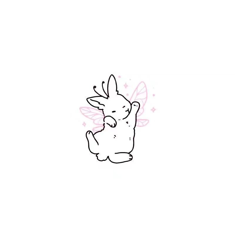 Ins Angel Rabbit Cute Tattoo Wrist Collarbone Neck Waterproof Long-lasting High-value Sweet Cool Niche