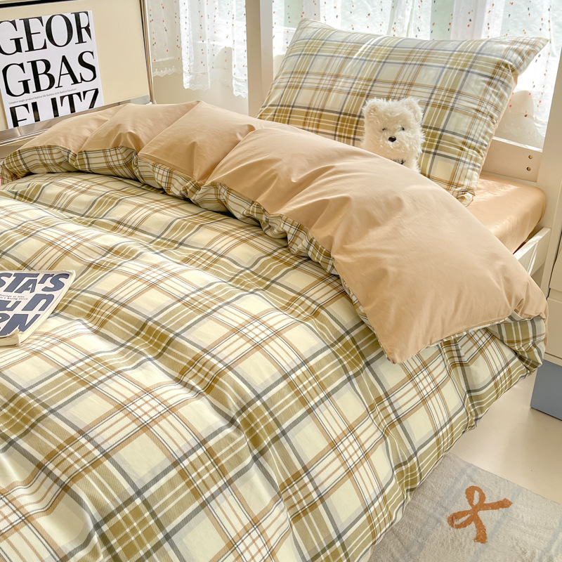 Ropa de cama de tres piezas de algodón para dormitorio de estudiantes, sábana de algodón 100%, funda de edredón, funda de edredón de algodón individual, sábana nueva