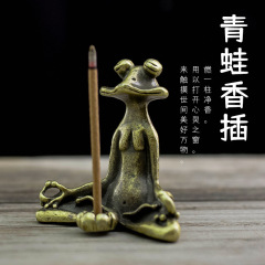 メタル製の売れ筋レトロ禅風カエル型線香立て、クリエイティブなカエル型メッキ装飾品、線香立て、クリエイティブな線香立てトレイ