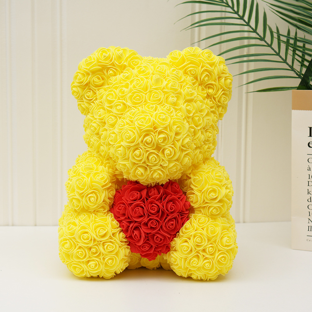 Día de San Valentín regalo Rosa oso ramo de Navidad eterna flor Rosa oso caja de regalo ramo corazón abrazando regalo de cumpleaños
