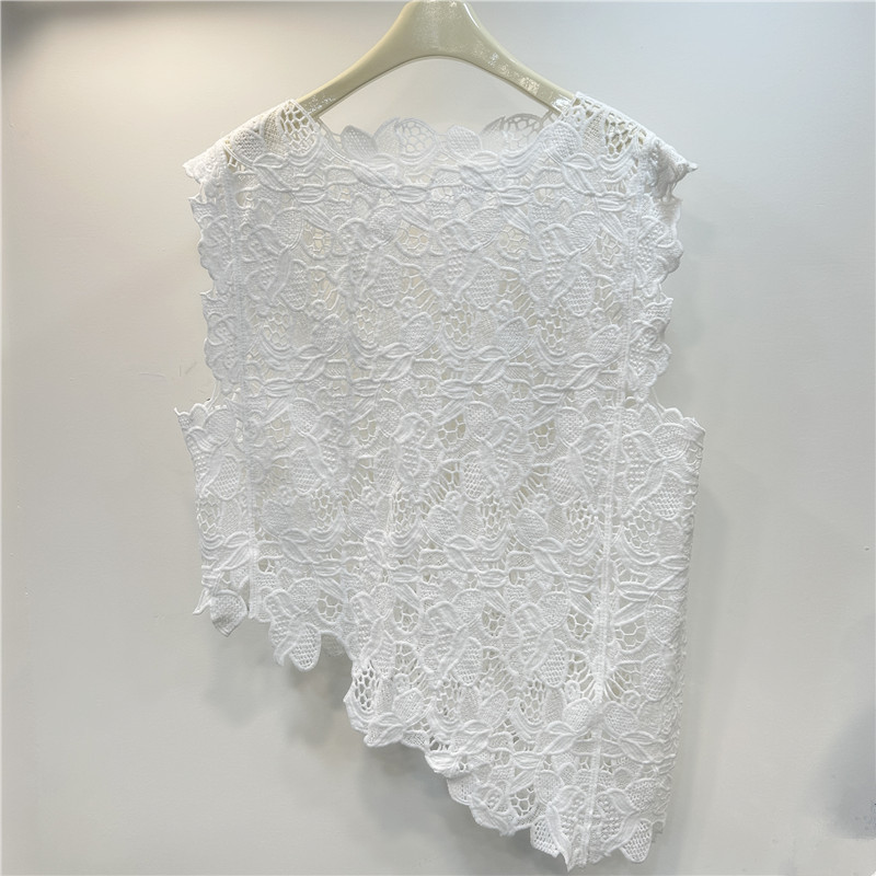 Chaleco sin mangas irregular bordado de encaje de mujer hueco 2025 verano nuevo estilo exterior chaleco blusa blusa marea image 4