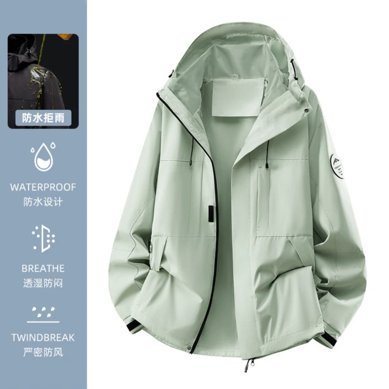 Functional Style Windproof Hooded Jacket for Men, Spring and Autumn, Loose Fit, Stylish, Outdoor, Windproof, Work Jacket for Teenagers