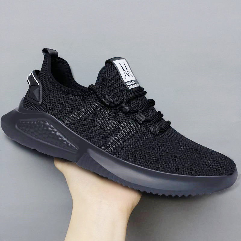 2021 autumn new men's shoes breathable flying weave casual sports shoes men's shoes Korean version of shoes student driving running shoes