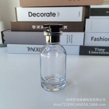 现货实验室圆柱形香水玻璃瓶30ml50ml按压式喷雾logo卡口螺口透明