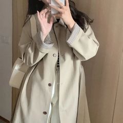 早秋风衣外套女2025年新款春秋季卡其色小个子韩版英伦风中长款