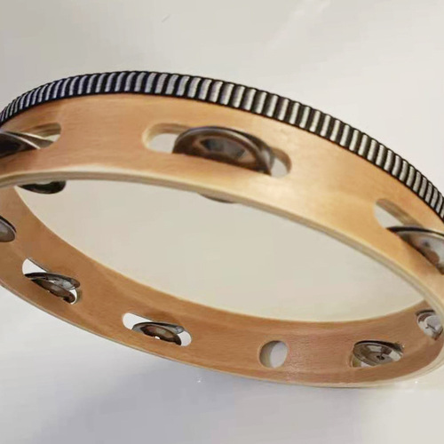 Tambourine Orff percussion instrument 4.6.7.8.9.10 inch children's accompaniment instrument beech wood imitation sheepskin tambourine
