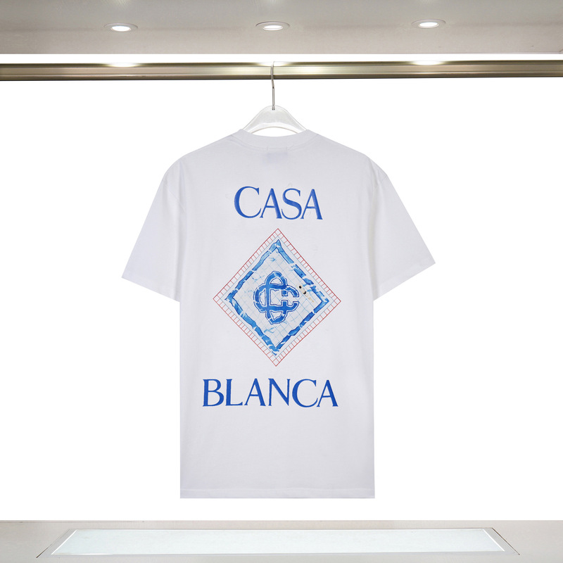 カサブランカ トレンド 半袖 夏新作 グリーン 三角文字 CASA テニスコート プリント Tシャツ|undefined