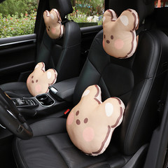 Car Headrest Pillow, Cute Bear Silk Car Neck Pillow, Four Seasons Universal Breathable Car Accessory