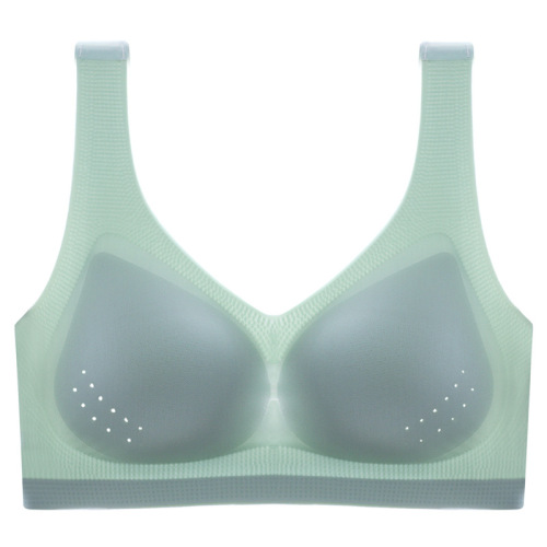 Summer thin ice silk beautiful back push-up seamless bra one-piece breast-retracting vest-style breathable sleep bra for women