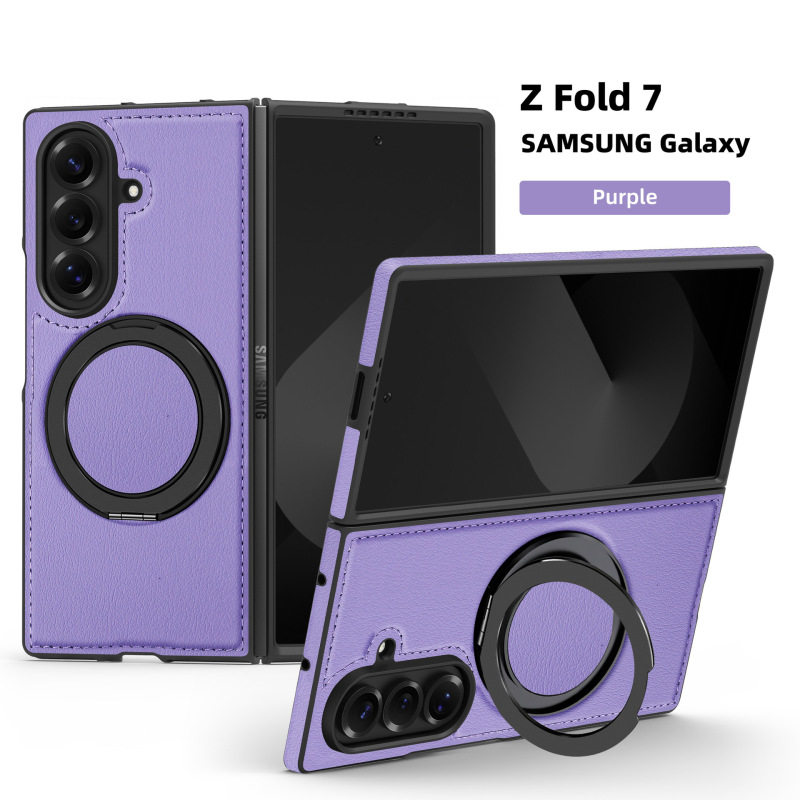Samsung Z Fold 30% off スタック携帯電話ケース Yashi レザーパターン 360 磁気回転スタンド ZFlip6 保護カバーに適しています。|undefined