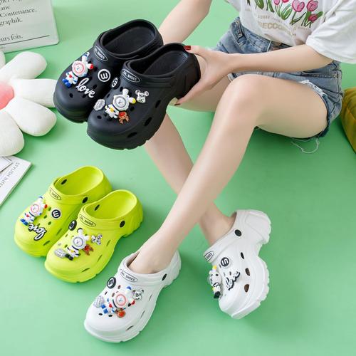 Thick-soled Crocs All-in-One Women's Four Seasons Outerwear  New Versatile Heightening Baotou-feeling Sandal Slippers