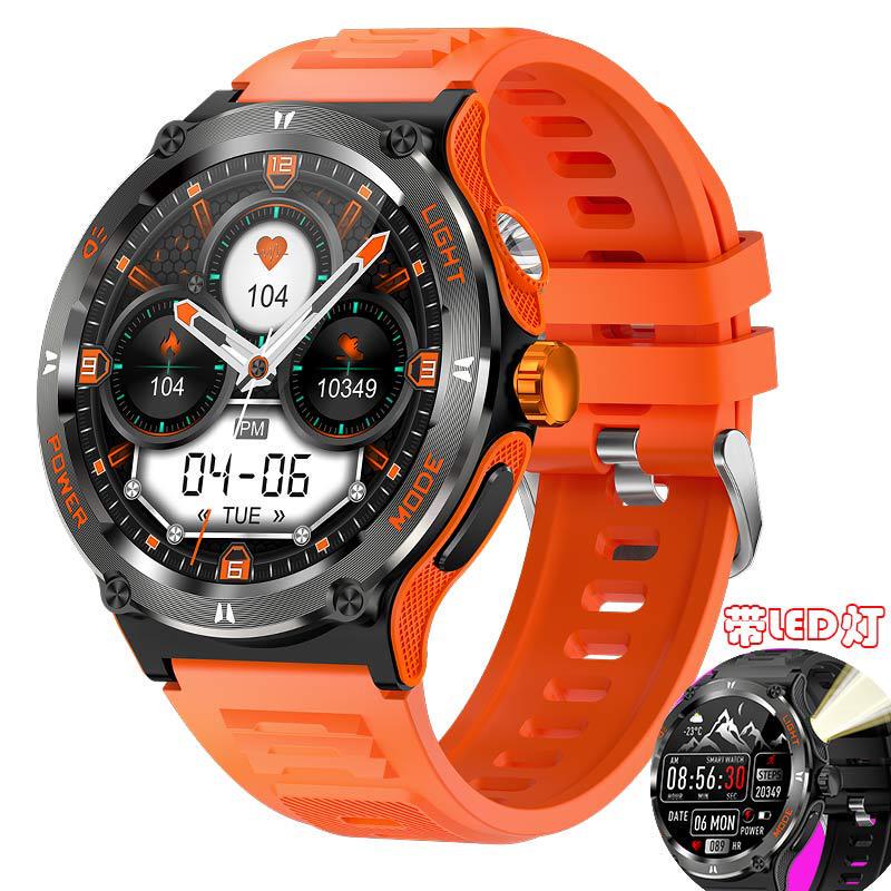 New KT76 smart watch outdoor sports watch 30 m waterproof with LED light compass ai voice assistant