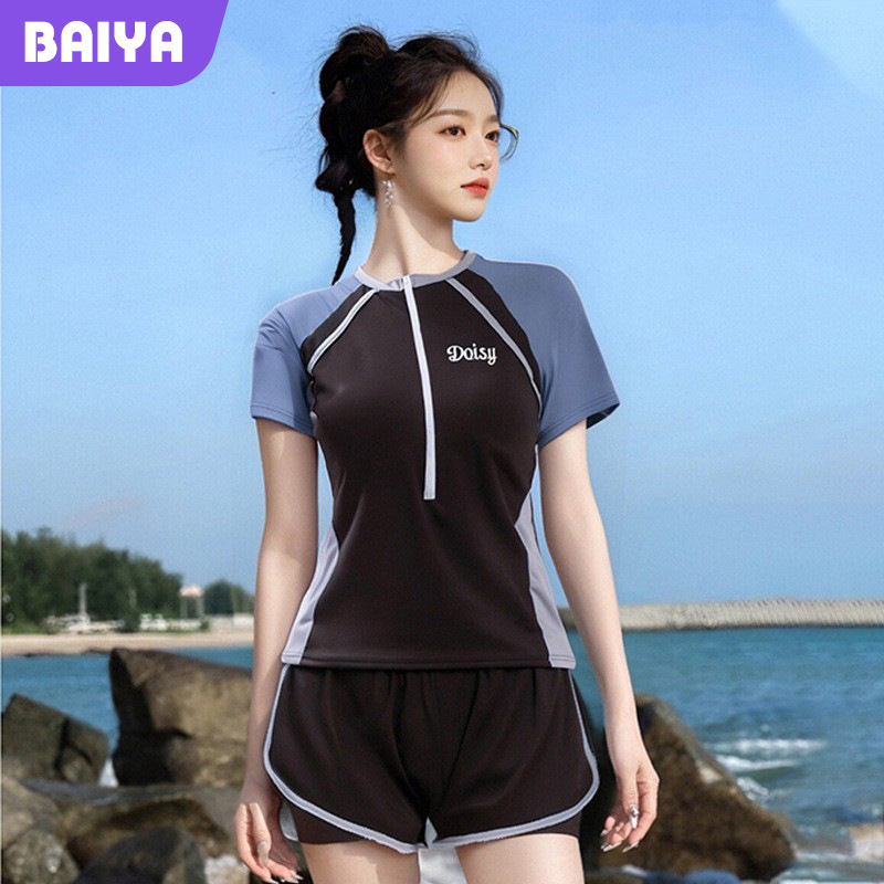 Trajes de baño para mujeres nuevas explosiones casuales de estilo deportivo de verano conservador cubrir el vientre delgando el agua termal trajes de baño de vacaciones