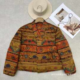 深圳南油女装白鹅羽绒服香云纱外套南油秋冬款桑蚕丝印花系带保暖