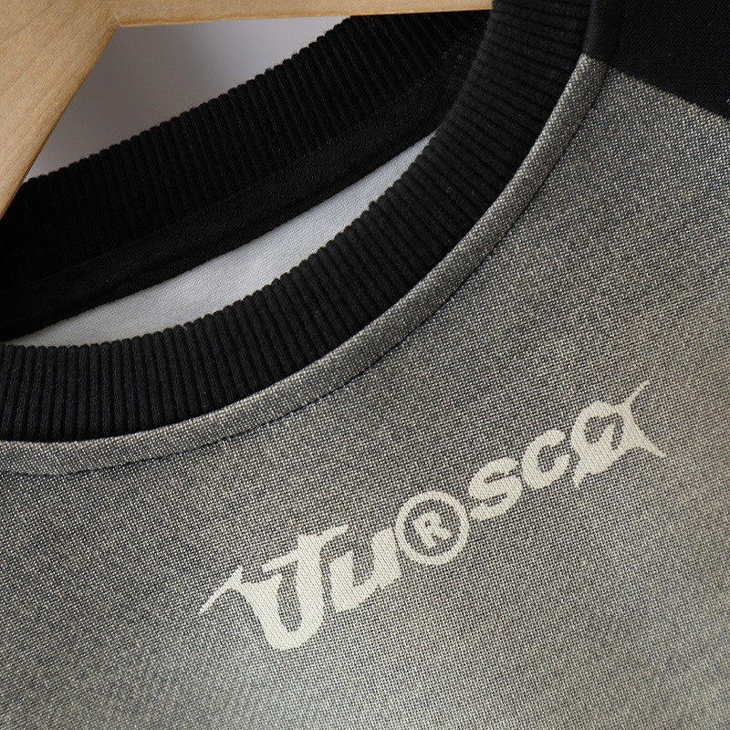 6117 Traje de otoño para niños 2025 nuevo estilo estilo occidental suéter de bebé niño primavera y otoño degradado traje de dos piezas marea