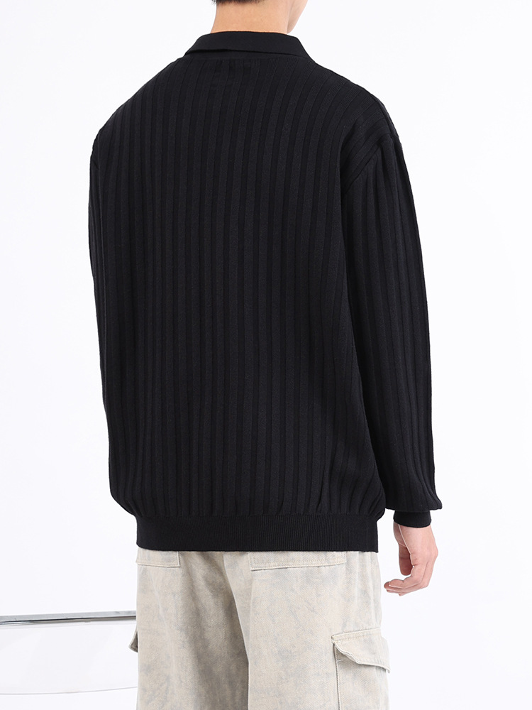 Uniqlo suéter de hombre otoño y invierno para hombres con solapa vertical suelta camiseta de punto de medio cremallera para hombres de manga larga en