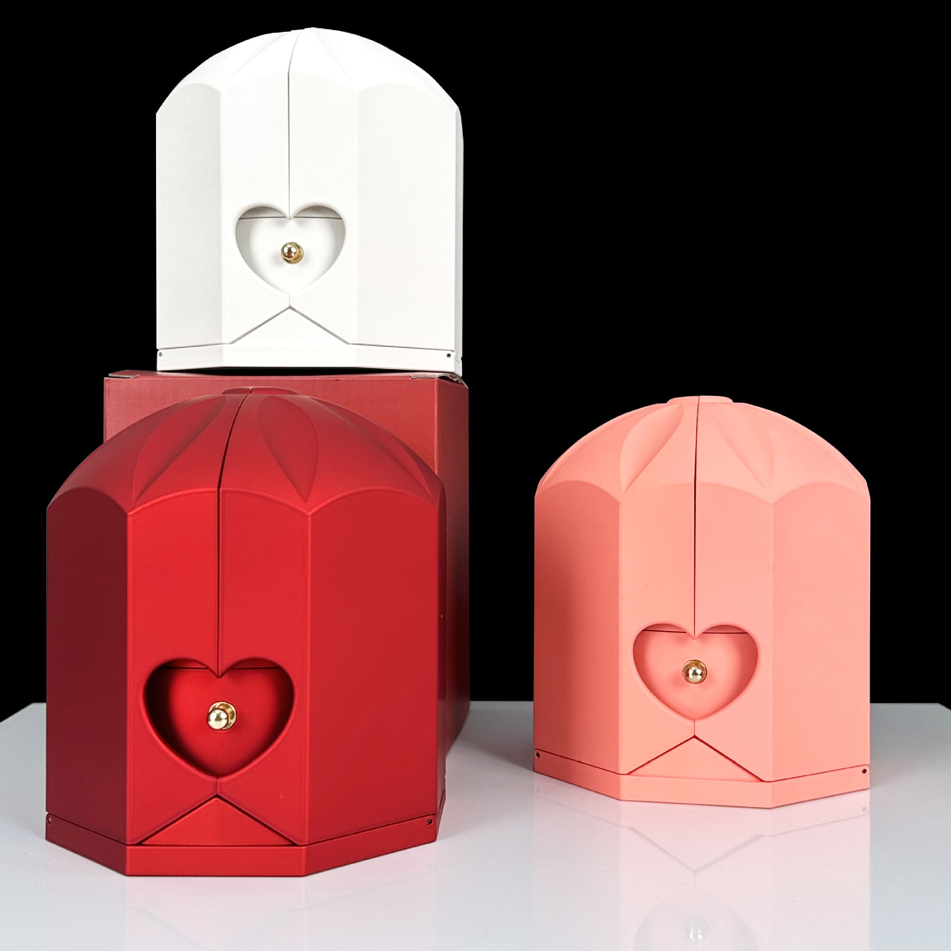 Flor inmortal doble puerta collar caja de joyas acrílica regalos de San Valentín ventas transfronterizas adornos de flores inmortales