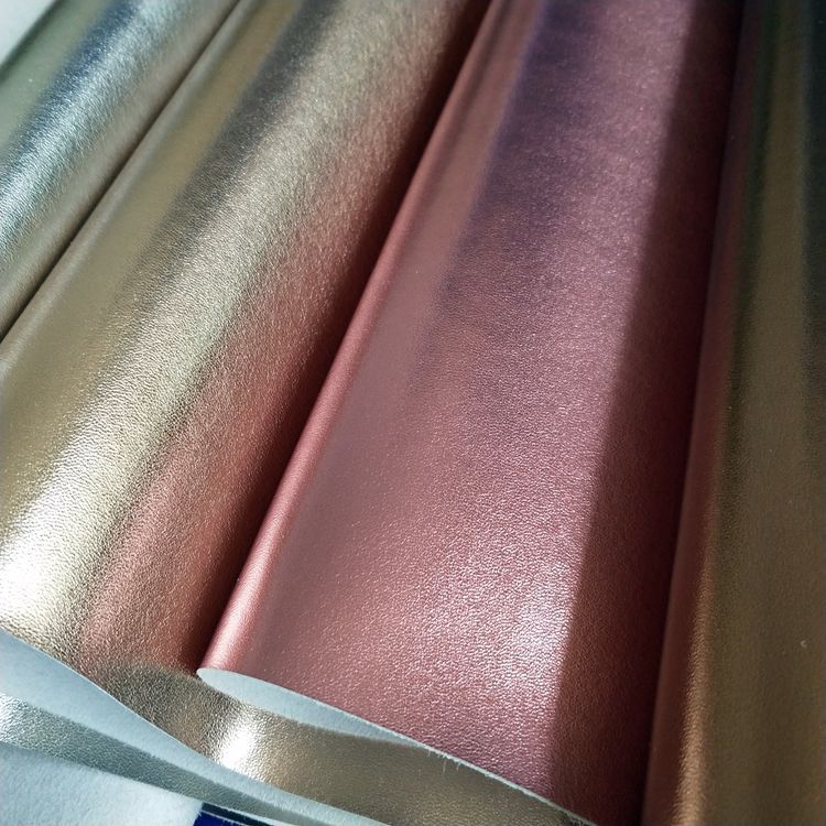 超纤金属纳帕纹鞋材面料箱包手袋包装革L036超纤皮PU贴膜金属皮革