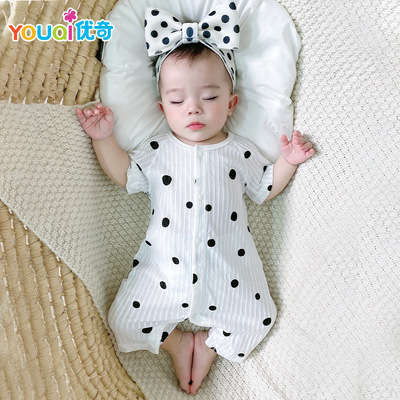 嬰兒連體衣夏季衣服女寶寶夏裝洋氣外出哈衣純棉薄款夏天爬服紗布