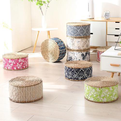 Thickened Straw Futon Cushion, Tatami Floor Seat Stool, Woven Floor Mat, Living Room Rug, Home Use