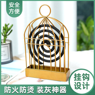 Nordic Creative Birdcage Mosquito Coil Holder for Home Use, Portable Hanging Mosquito Coil Box, Household Fireproof Iron Mosquito Coil Box