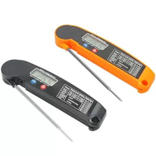 Thermometer (Amazon) folding meat probe, -50–200 °C range, AAA battery powered