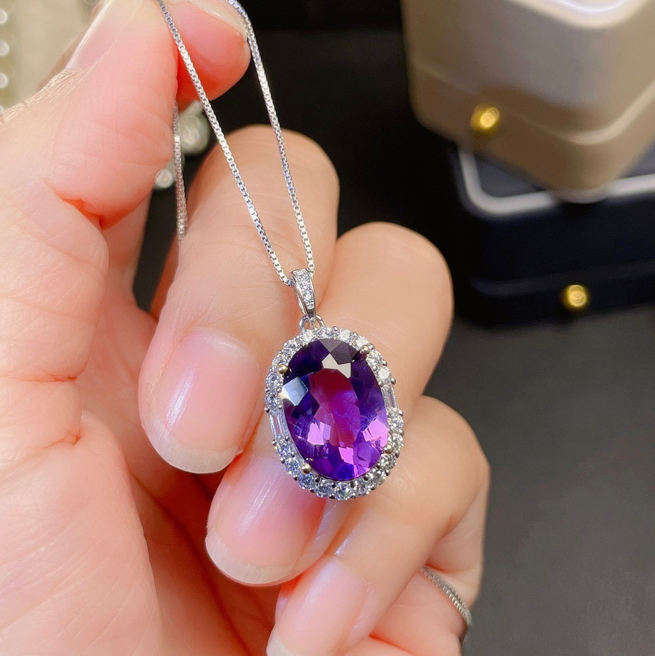 Purple pendant with zircon with amethyst