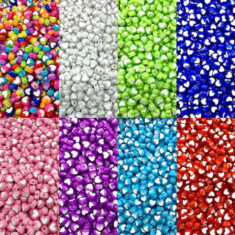 Acrylic 8mm Love Bead Jewelry DIY Handmade Bracelet Necklace Key Chain Making Beaded Accessories