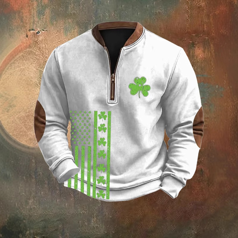 Fall/Winter 2025 Cross-border Amazon 3D Digital Printing Men's St. Patrick's Day Zipper Sweepwear Direct Sales