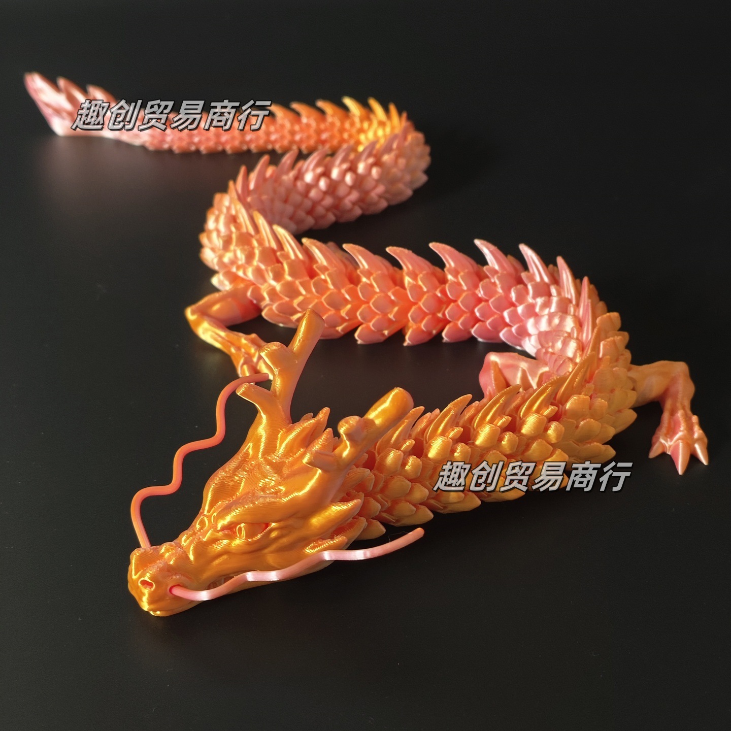 30CM 실크 핑크 골드 중국 용 (드래곤 수염 포함)