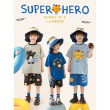 吾里卜一 男童2025春夏季新款卡通动物中长款短袖T恤宽松慵懒上衣