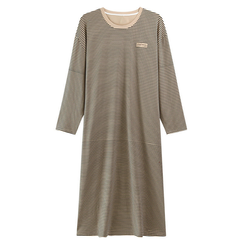 Pijama de primavera y otoño de algodón, pijama de mangas largas, ropa de hogar suelta, rayas de tamaño grande, ocio, se puede usar fuera.