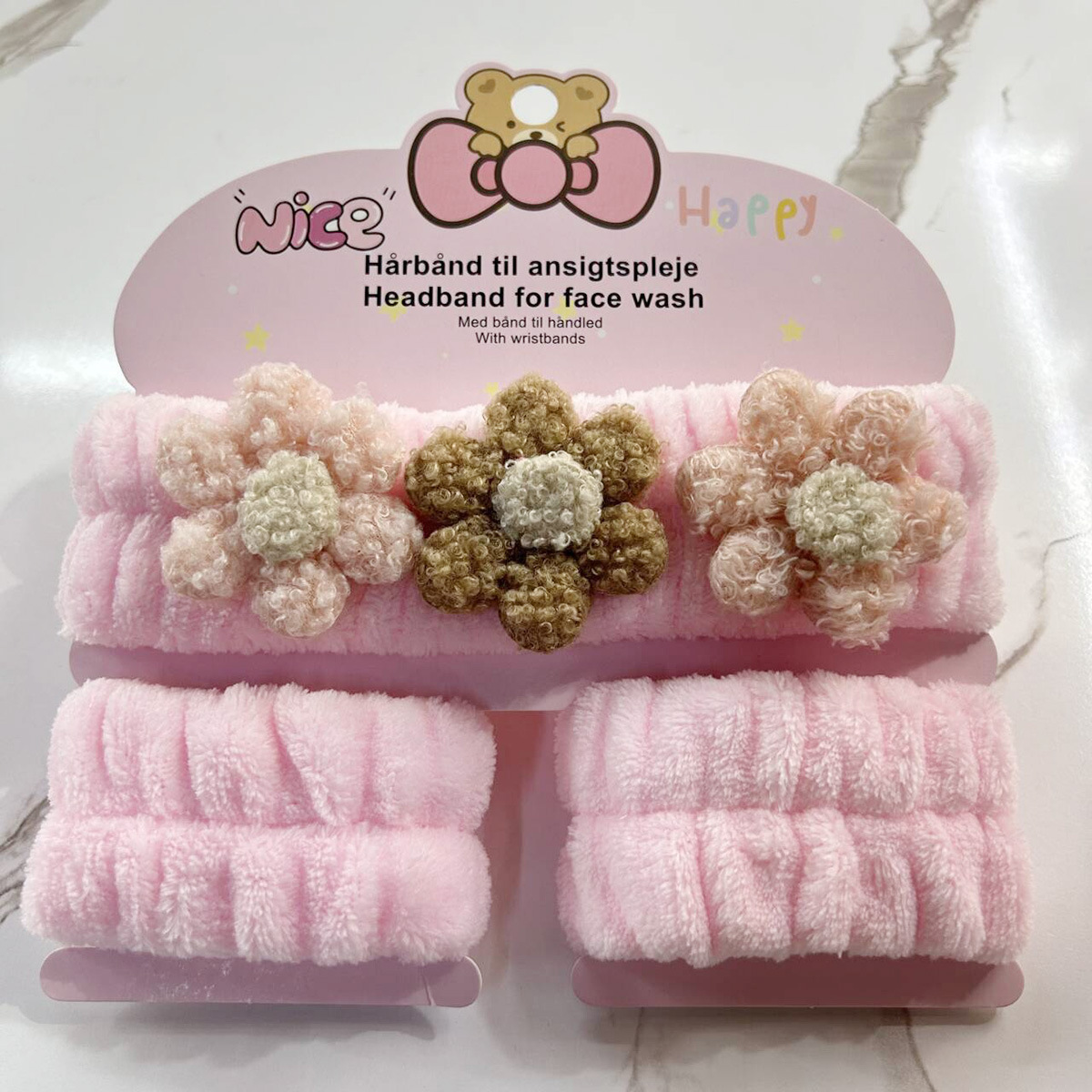 Banda de cabello de moda con tarjeta de papel dulce decoración de animales pequeños de peluche de lavado banda de cabello de dibujos animados correa de muñeca tridimensional