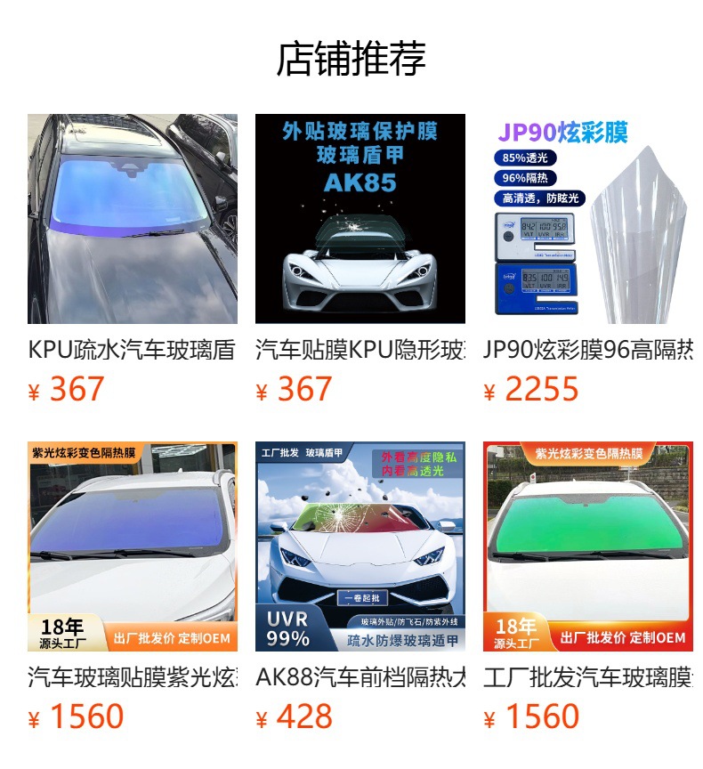 Kpu Car Exterior Glass Protective Film, Explosion-Proof Film, 99% Uv Protection, High Heat Insulation, Hydrophobic Glass Protection Film