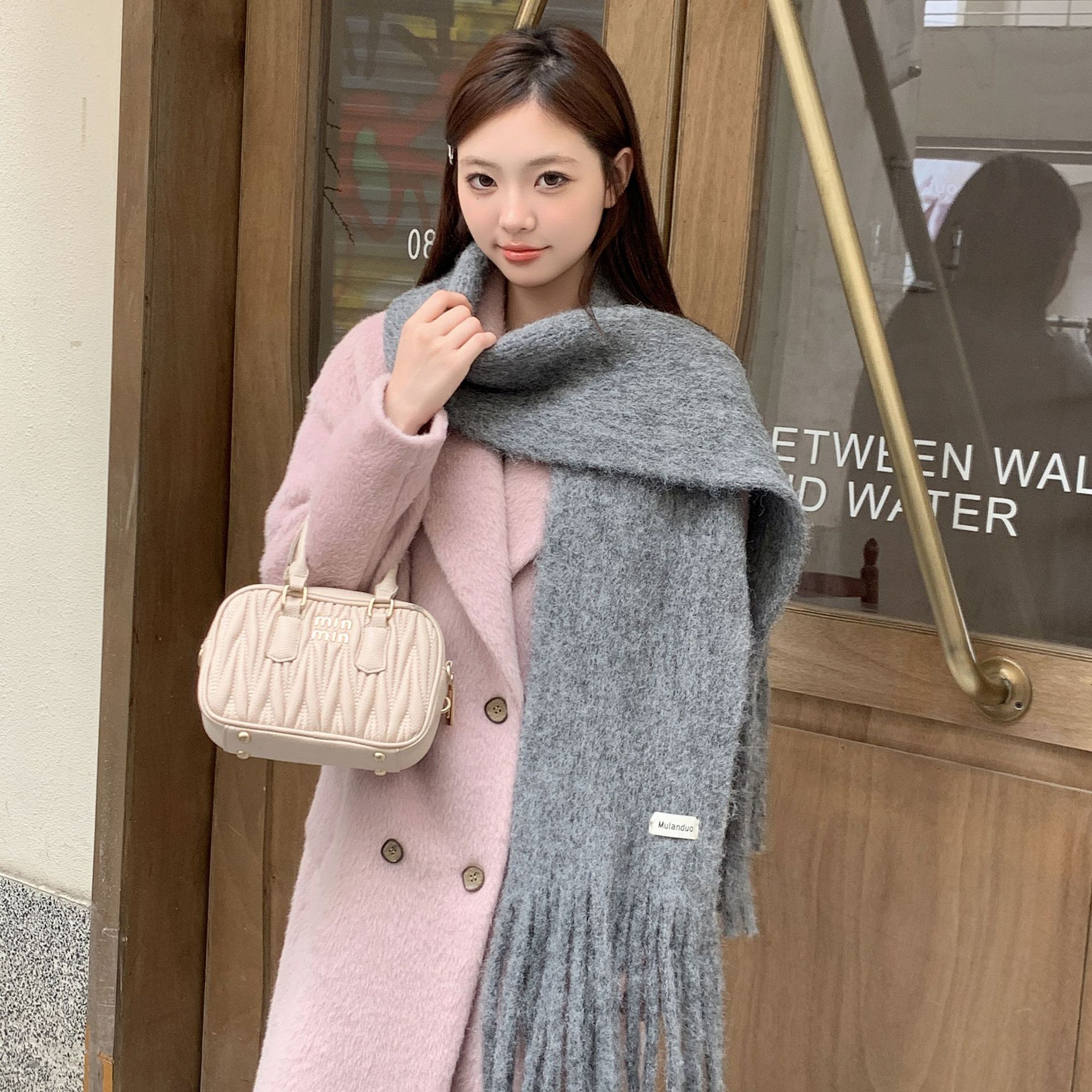 2024 nuevo invierno de alta calidad sensación de color sólido versátil bufandas de lana de cachemira de moda femenina coreana larga bordilla guillot